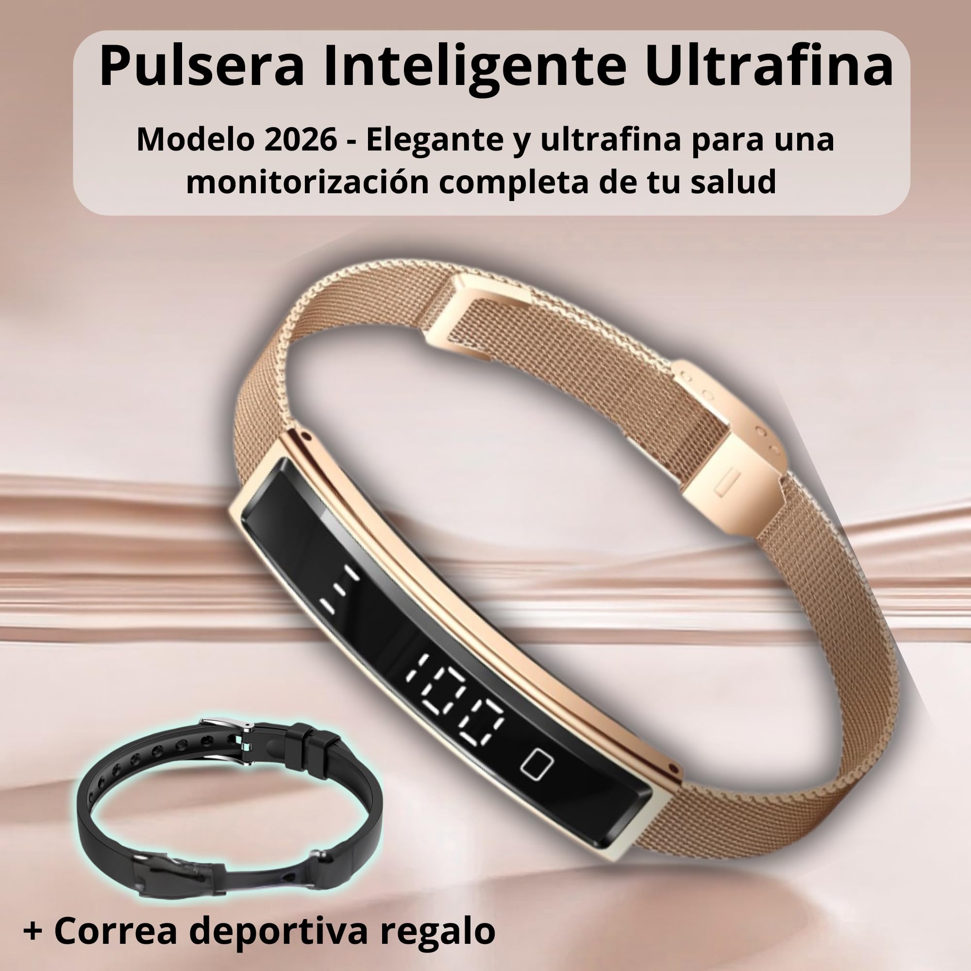 smartia – Pulsera Inteligente Ultrafina, Smart Band con Bluetooth Modelo 2026, Pulsera tracker de actividad y sueño, Seguimiento integral de tu salud, Band con pantalla táctil — view 2
