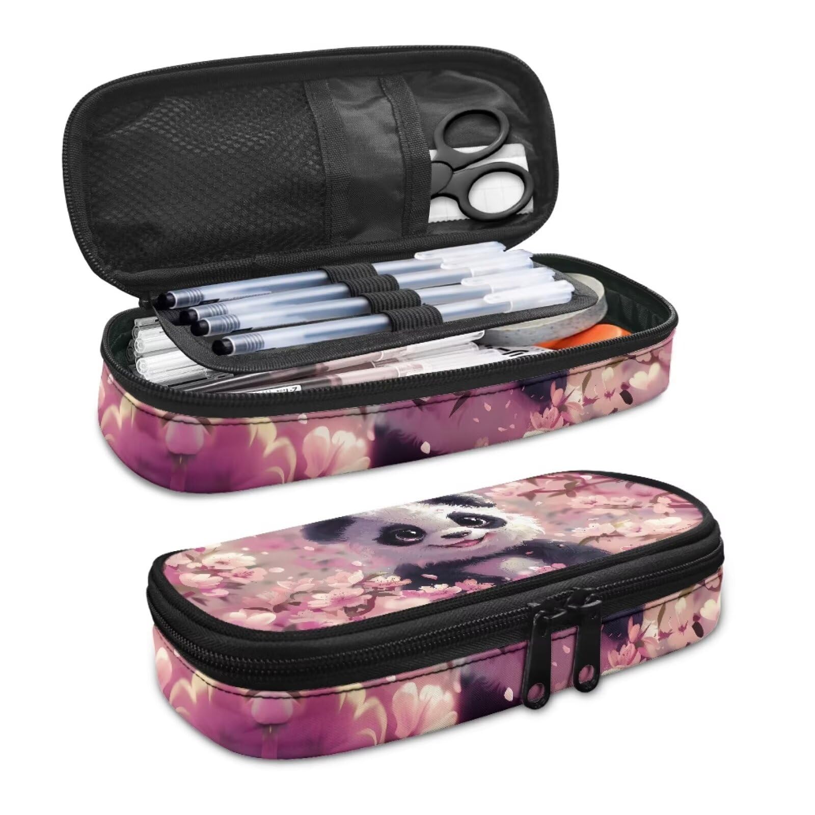 POLERO Cute Panda Pencil Case for Panda Lovers Teen Girls School Stationery Organizer Makeup Cosmetic Bag Pen Box - Image 4
