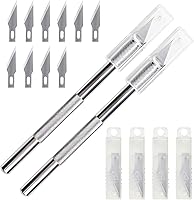 Vista 8 de WA Portman - Juego de cuchillos de hobby – 1 cuchillo de precisión con 10 cuchillas de acero SK5#11 – Herramienta de corte de arte para papel