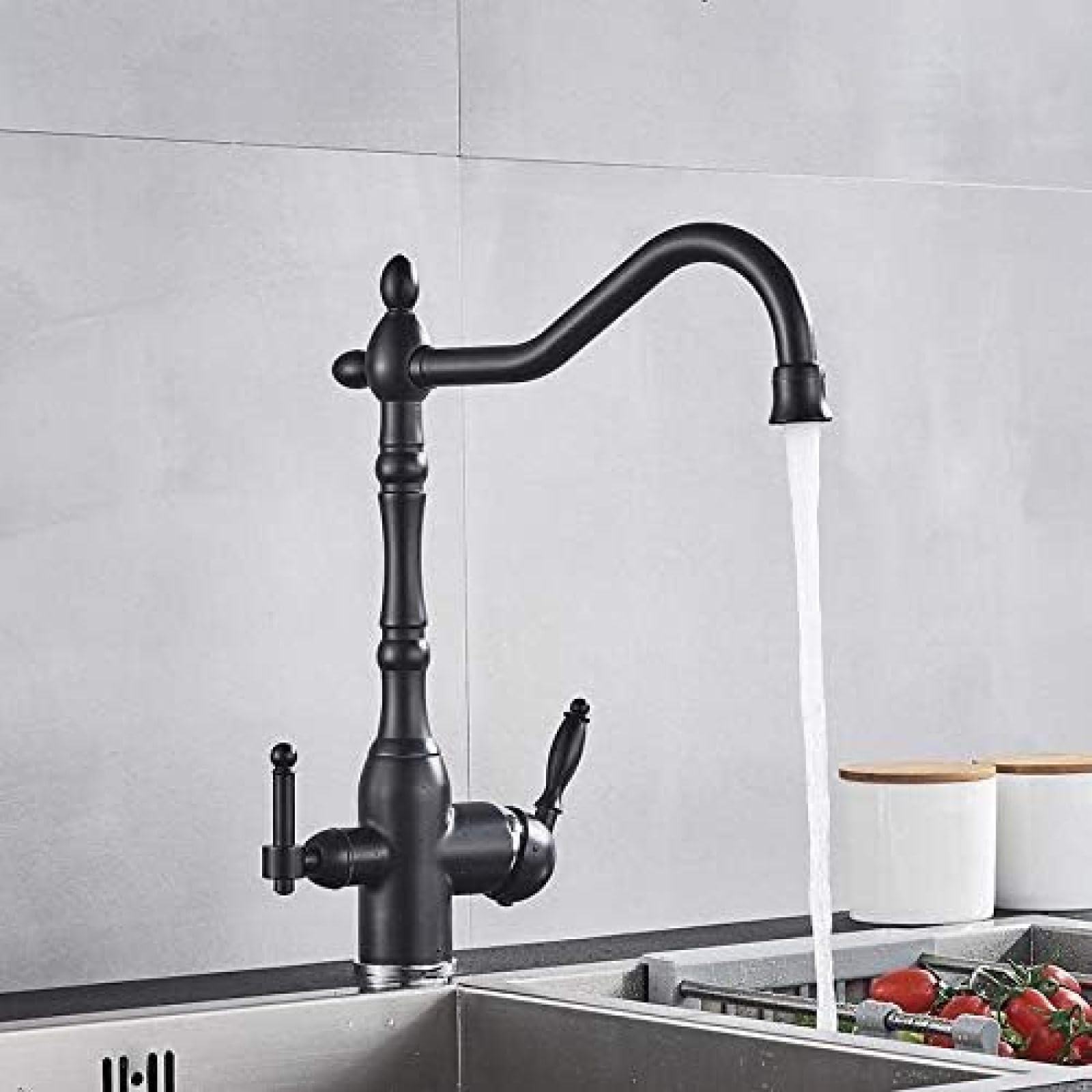 Grue de cuisine haut de gamme double poignée eau chaude froide