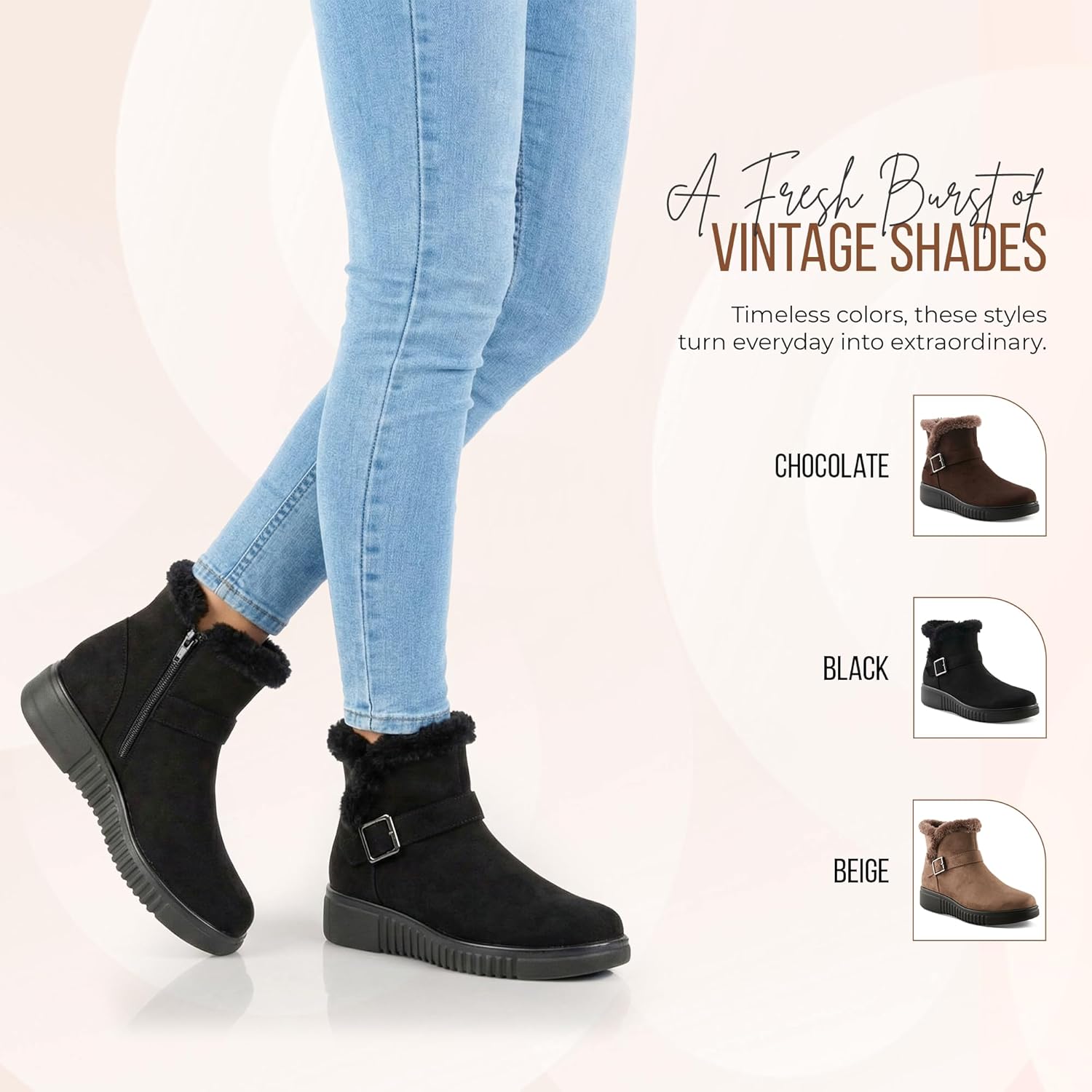 Flexus Badisco Women’s Microsuede Faux Fur Cozy Ankle Boot