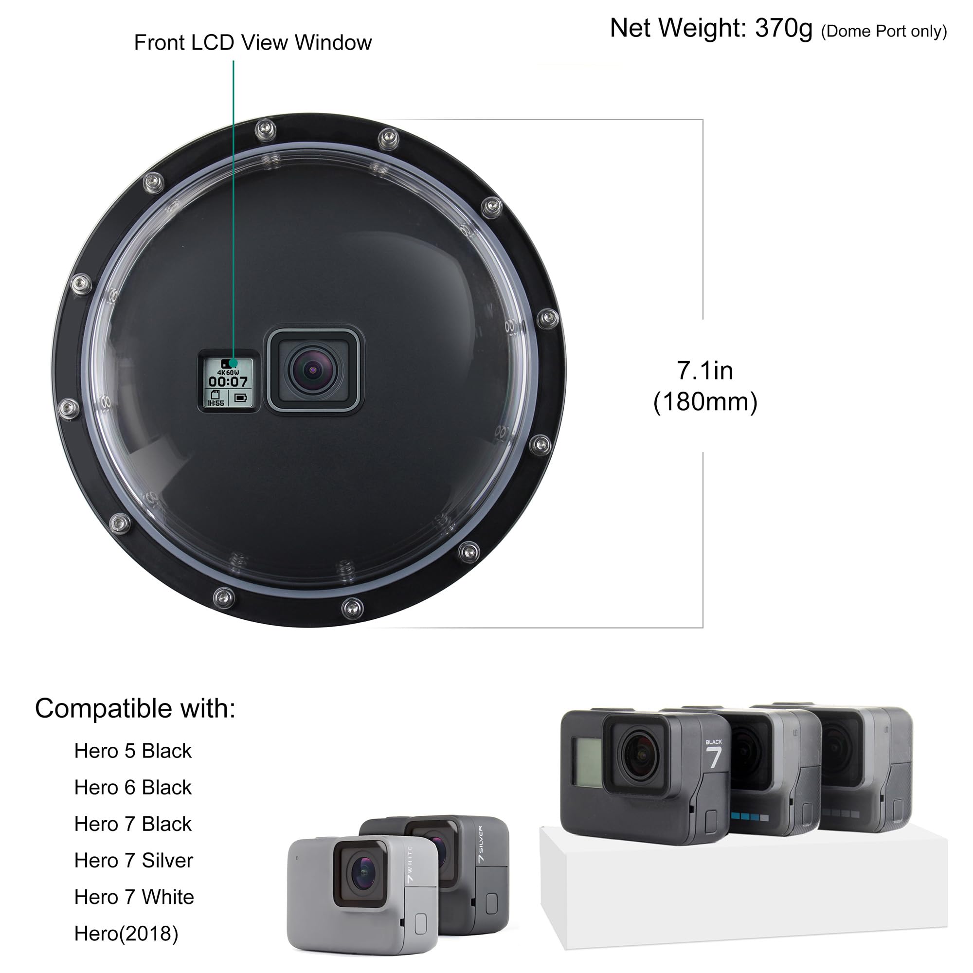 Amazon | YALLSAME 防水ドームケース GoPro 7 6 5 ドームハウジング 