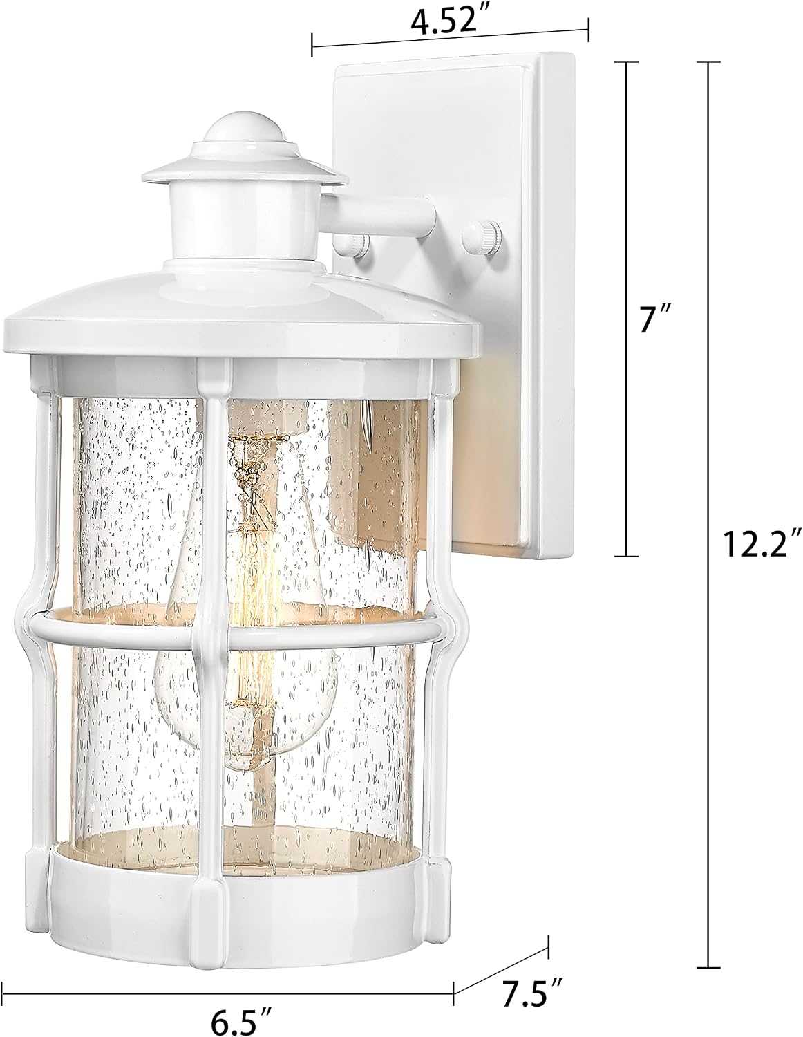 Outdoor Wall Sconces, Outdoor Wall Lights, Exterior Wall Mount Lighting, Modern Wall Light Fixture in White Finish with Seeded Glass for Front Porch, Entryway, Garage, Backyard, 2 Pac