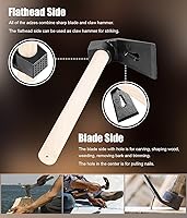 Vista 4 de Juego de herramientas para tallar madera para carpintería Adze, incluye adze recto, curva grande Adze y curva pequeña Adze (3PCS)