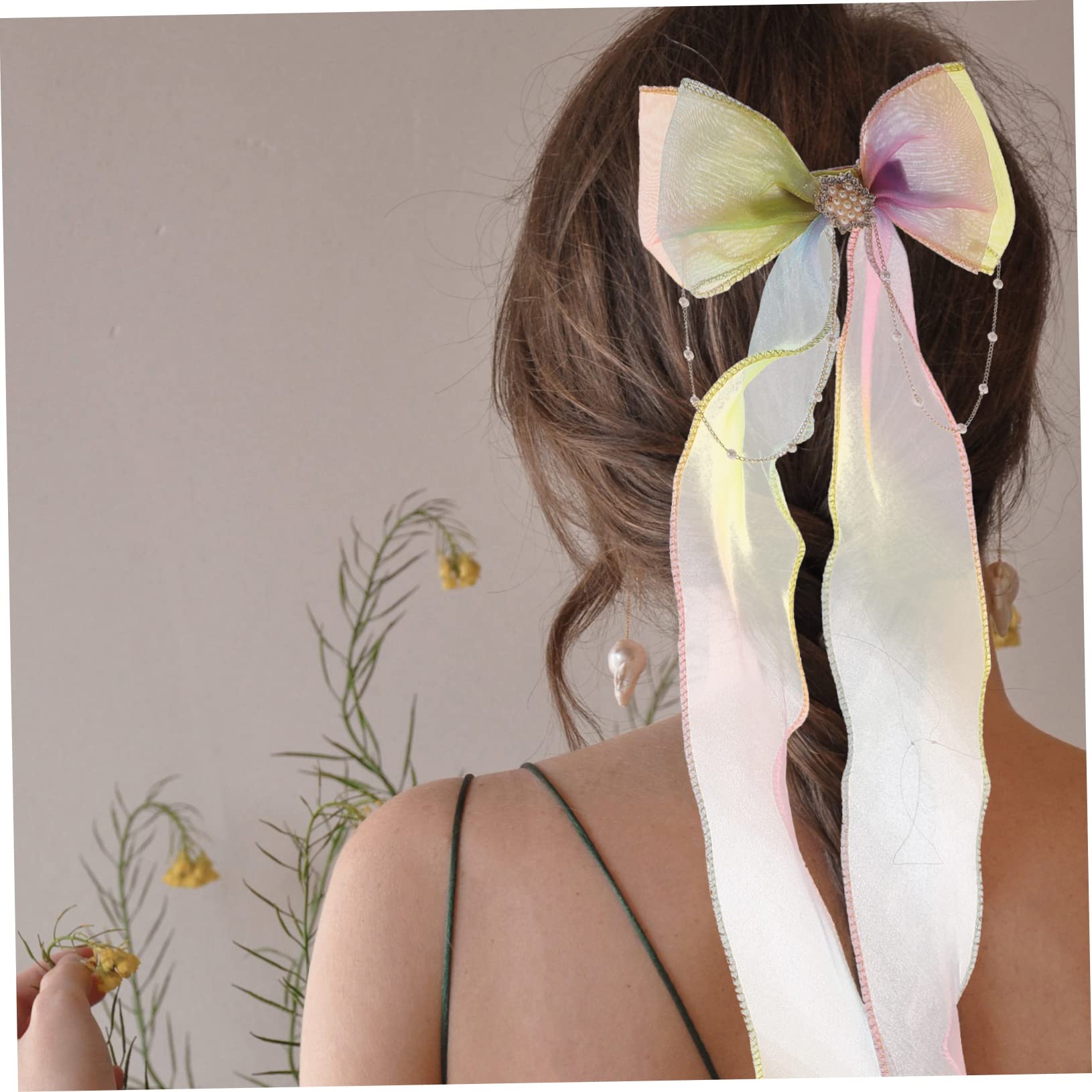 MAGICLULU 10 Piezas Horquilla De Lazo Brillo Colorido Lazos Para El Cabello De Niña Accesorios Para El Cabello De Boda Accesorios Para El Cabello De Niñas Tela Emitir Tarjeta Bebé
