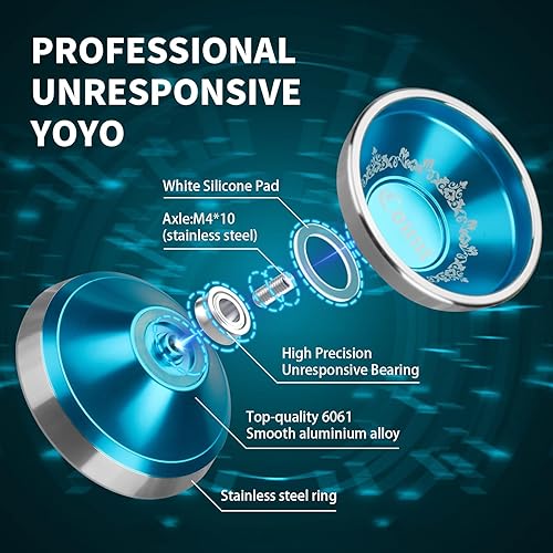 Miniatura 4 de WATIEOBOO Yoyo profesional que no responde, yoyos bimetálicos competitivos para jugadores profesionales, trucos de yoyo para jugadores intermedios a