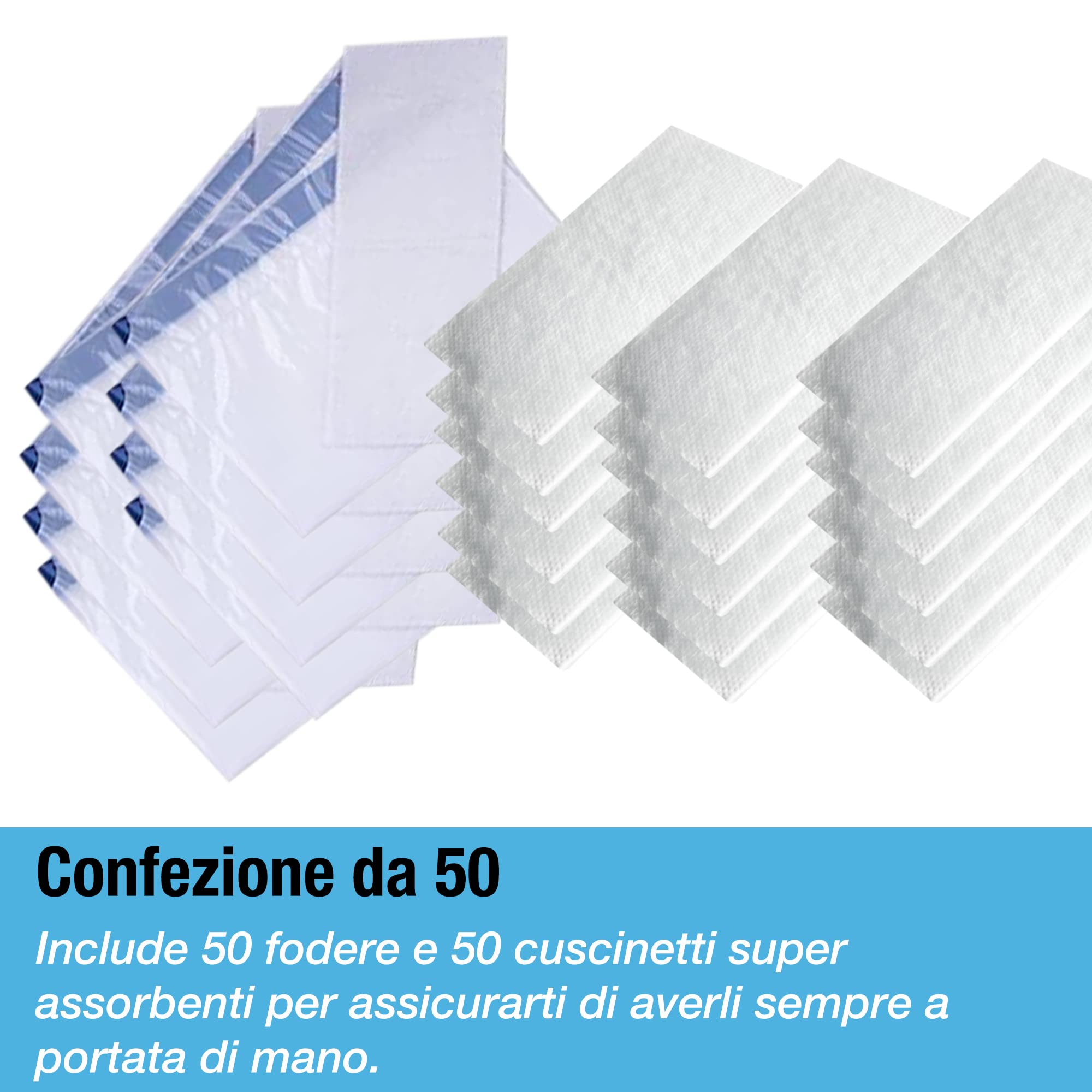Tilcare Confezione da 50 Fodere per Padelle con Pad Super Assorbenti - Bagni Portatili e Toilette Standard - Fodere per Padelle Usa e Getta per Secchi da Ospedale e Casa - Assorbono fino a 1000 ml