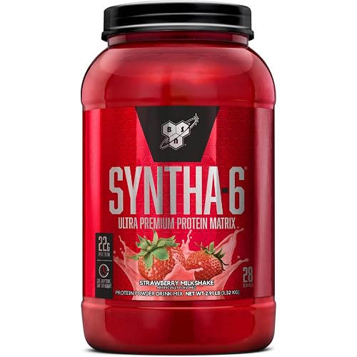 BSN SYNTHA-6 Whey Protein Powder, Strawberry Protein Powder with Micellar Casein, Milk Protein Isolate, Strawberry Milkshake, 28 Servings (Packaging May Vary)