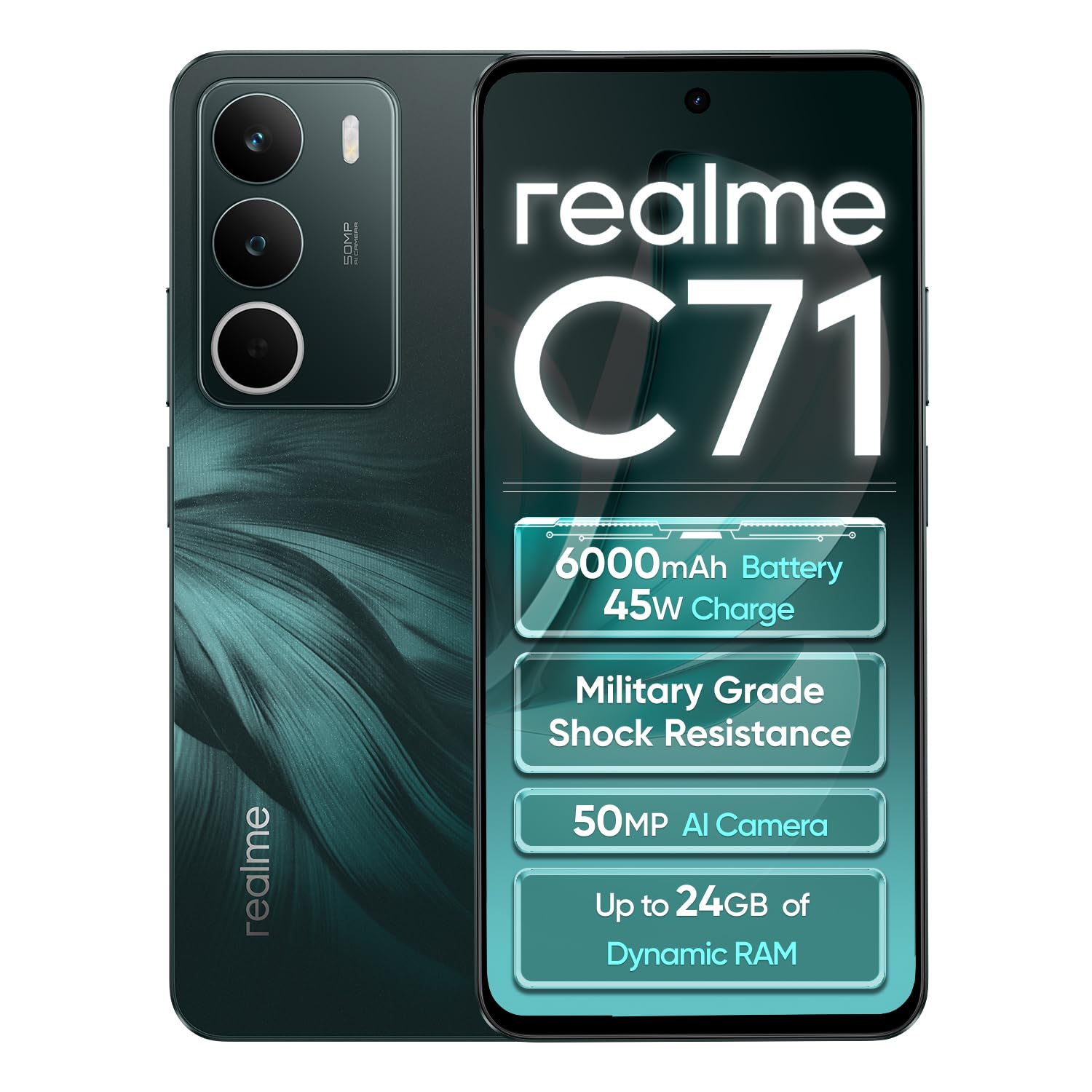 realme C71 Smartphone 6GB+128GB, Green | Battery 6000mAh, Quick