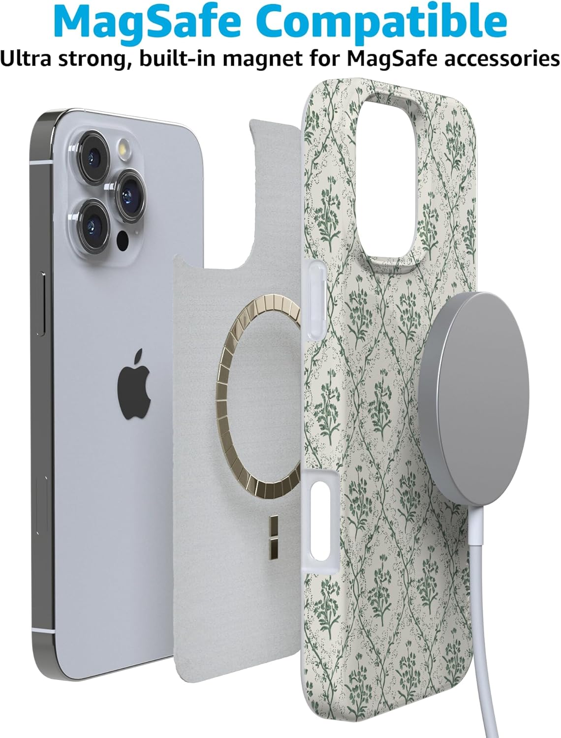 Casely iPhone 16 Pro Case | Sage Tapestry | Floral Vines | Compatible with MagSafe | Classic Ultra Slim Design