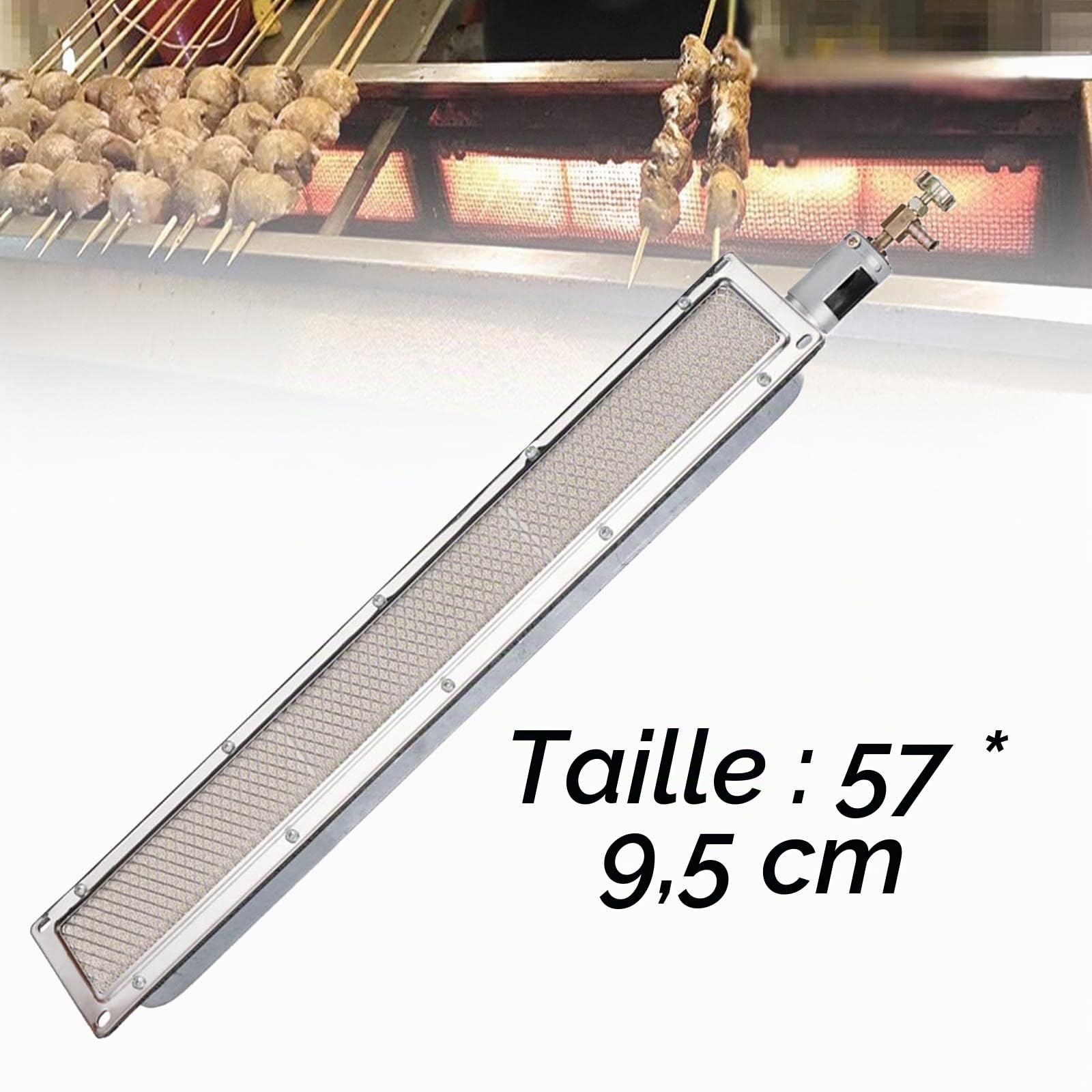 Brûleur latéral infrarouge - Brûleur latéral infrarouge - Barbecue à gaz - Élément chauffant - Chauffage en céramique - Pour cuisiner, griller, rôtir le camping - 57 x 9,5 cm