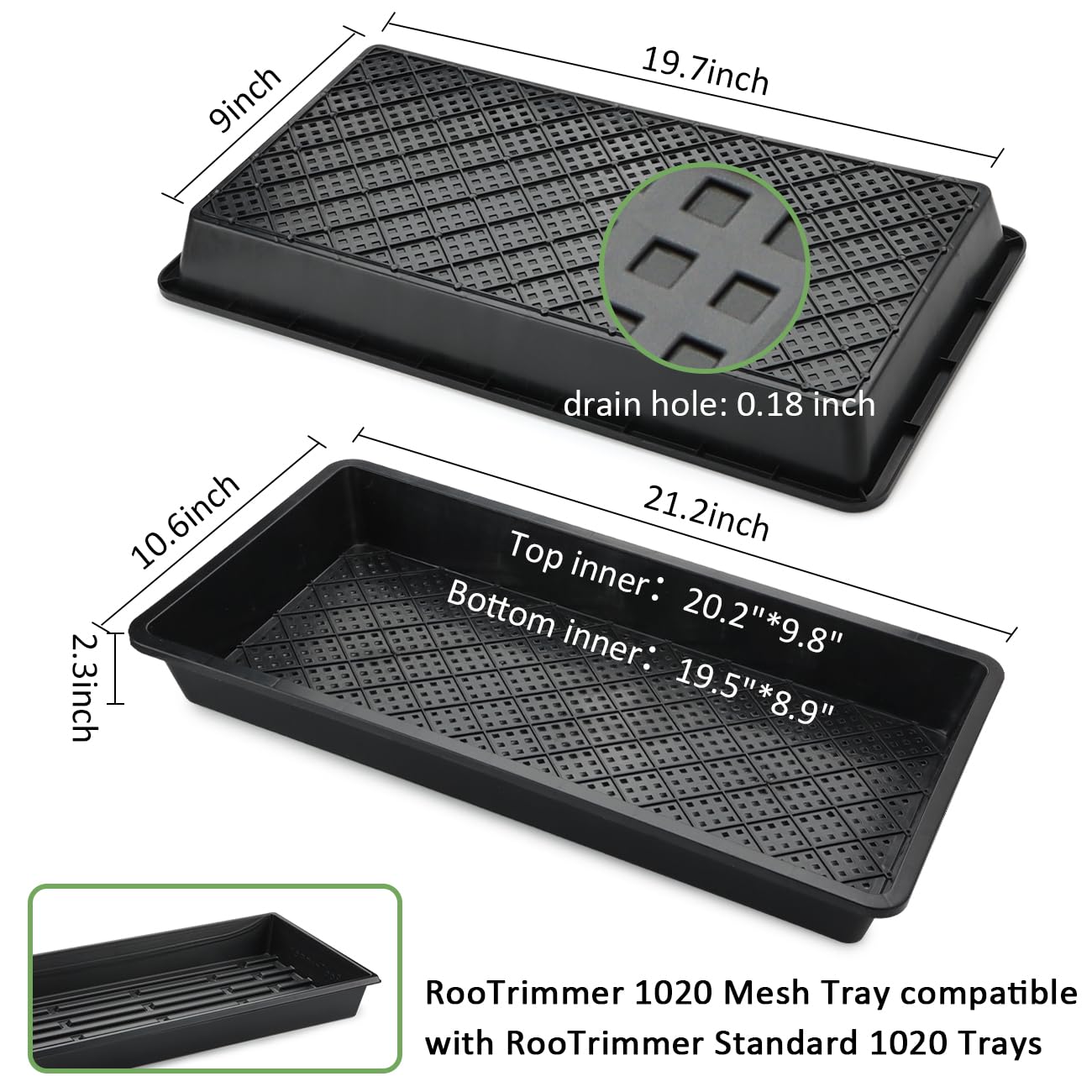 RooTrimmer Confezione da 10 vassoi in rete 1020, vassoi con fondo in rete extra resistente 1020 con fori, 50,8 x 25,4 cm, piatti di propagazione resistenti per microgreens, partenza di semi, blocchi