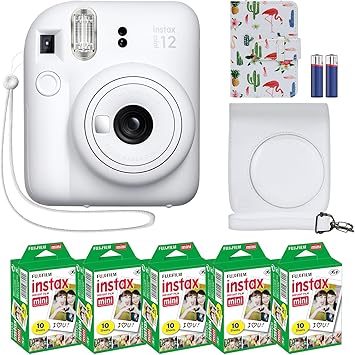 Instax Mini 12 Instant Camera + MiniMate Accessory Bundle & Compatible Custom.