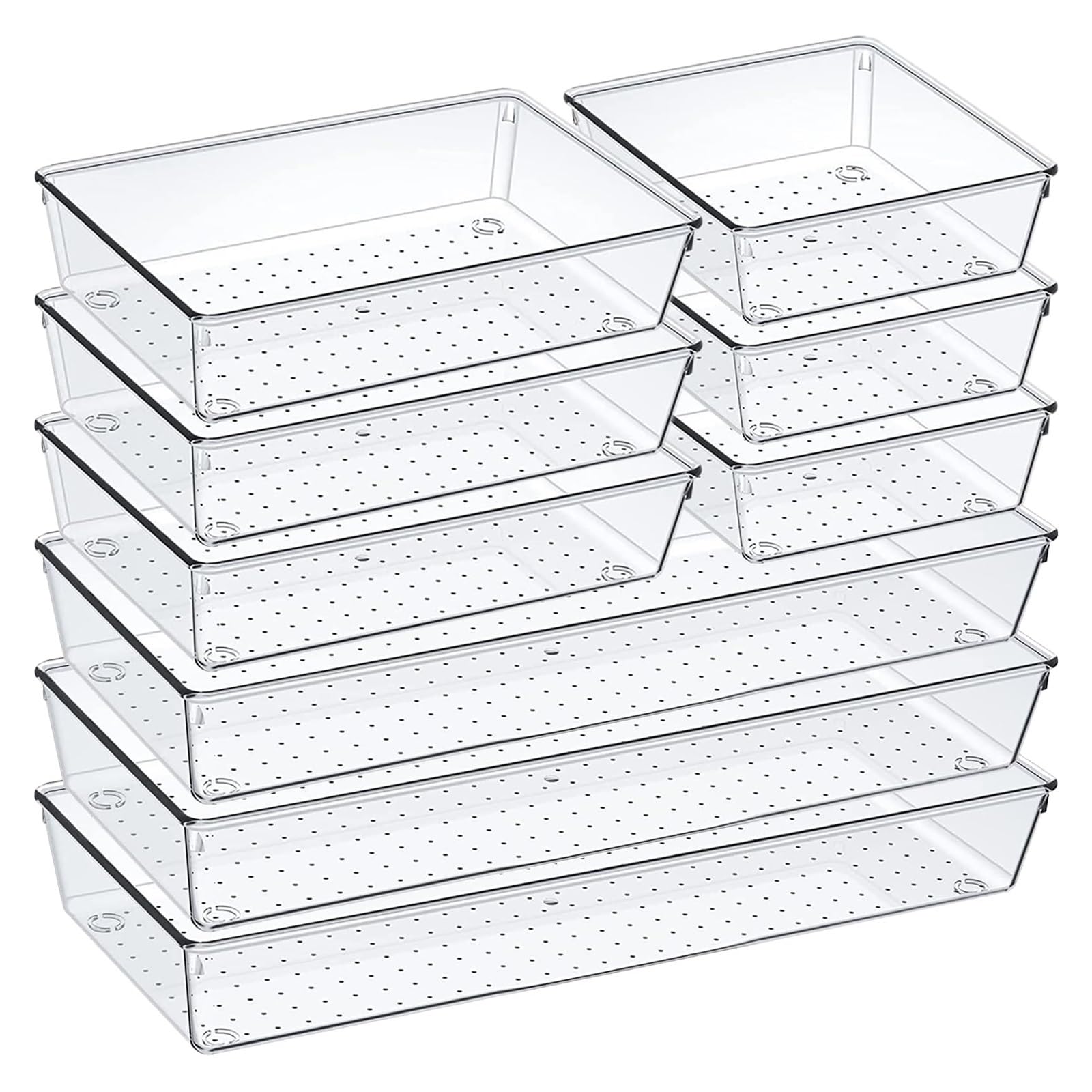 Generico Set di cassetti in plastica trasparente, vassoio da bagno, adatto for trucco, gadget cucina(9JTCTH)