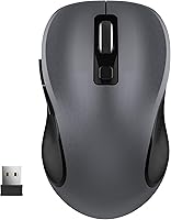 WisFox Ergonomic 2.4G Wireless Mouse for Laptop/PC - 3 Adjustable DPI, 6 Buttons, Plug & Play, Long Range Grey