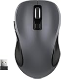 2.4G Wireless Mouse for Laptop, Ergonomic Computer Mouse with USB Receiver and 3 Adjustable Levels, 6 Button Wireless Mice for Windows Mac PC Notebook (Grey)