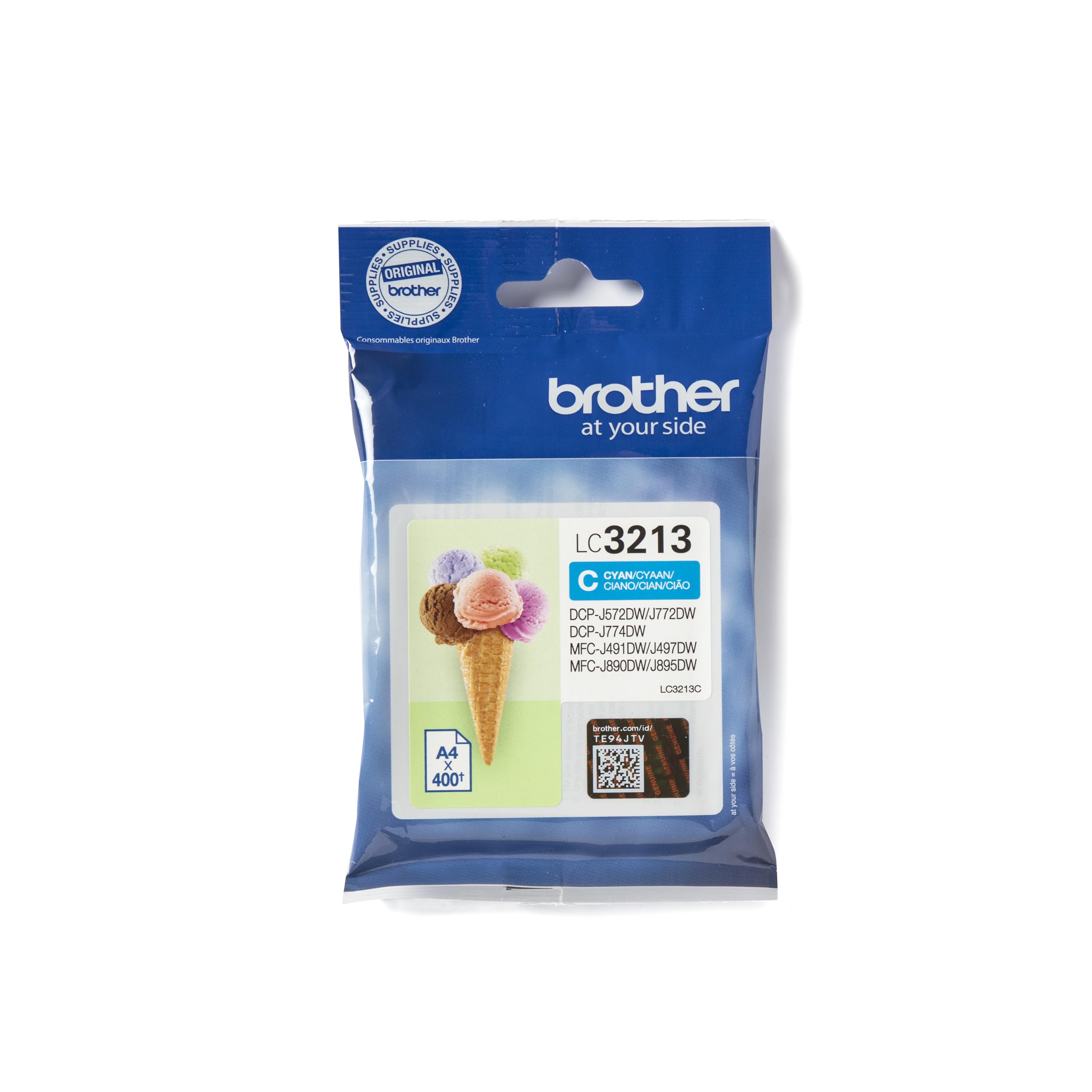 Brother LC-3213C Tintenpatrone (400 Seiten, geeignet für Brother DCP-J772DW, DCP-J774DW, MFC-J890DW, MFC-J895DW) cyan, XL