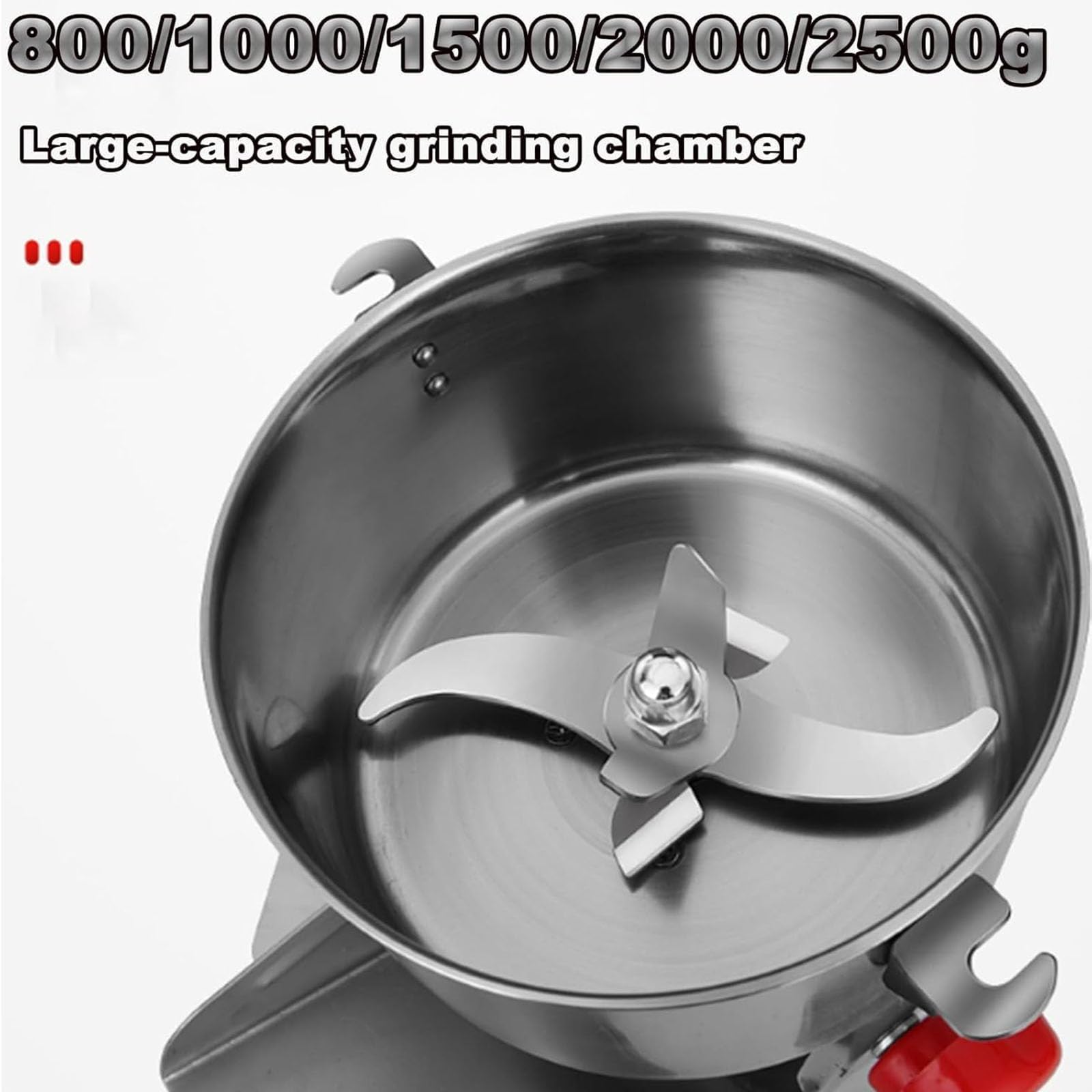 Mulino elettrico per cereali, in acciaio inox, 35000 giri/min, con tre per spezie, noci, cereali, tipo oscillante, capacità 1500 g