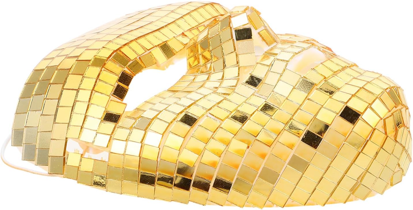 Máscara Disco Bola Brillante Dorada para Mujer miniatura 1