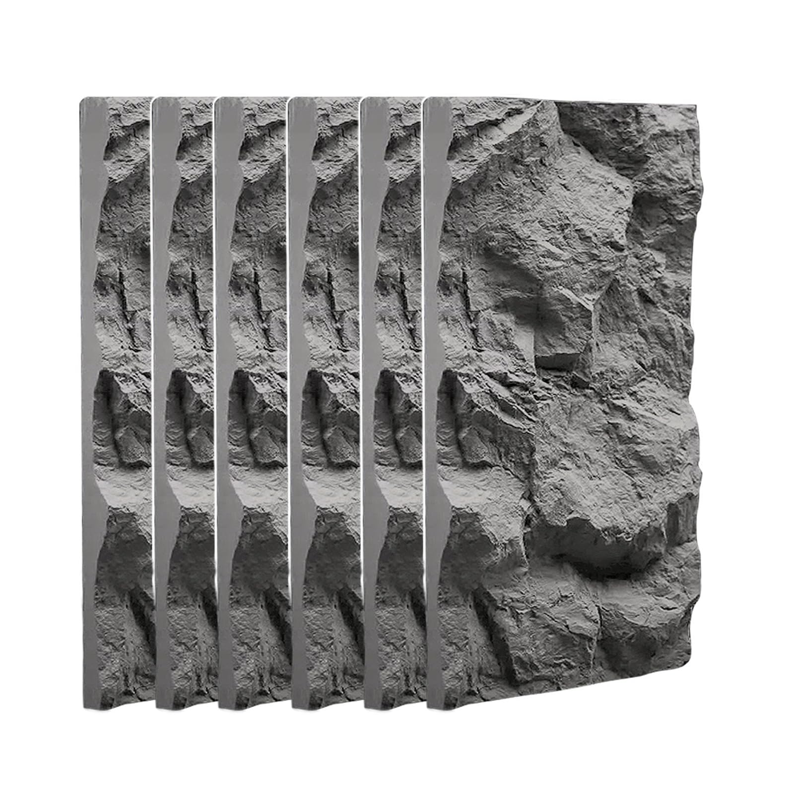 Rivestimento Parete Pannelli da parete in PU effetto pietra 3D, pannelli decorativi leggeri e impermeabili, carta da parati fai da te facile da installare(Dark Gray,6pack)