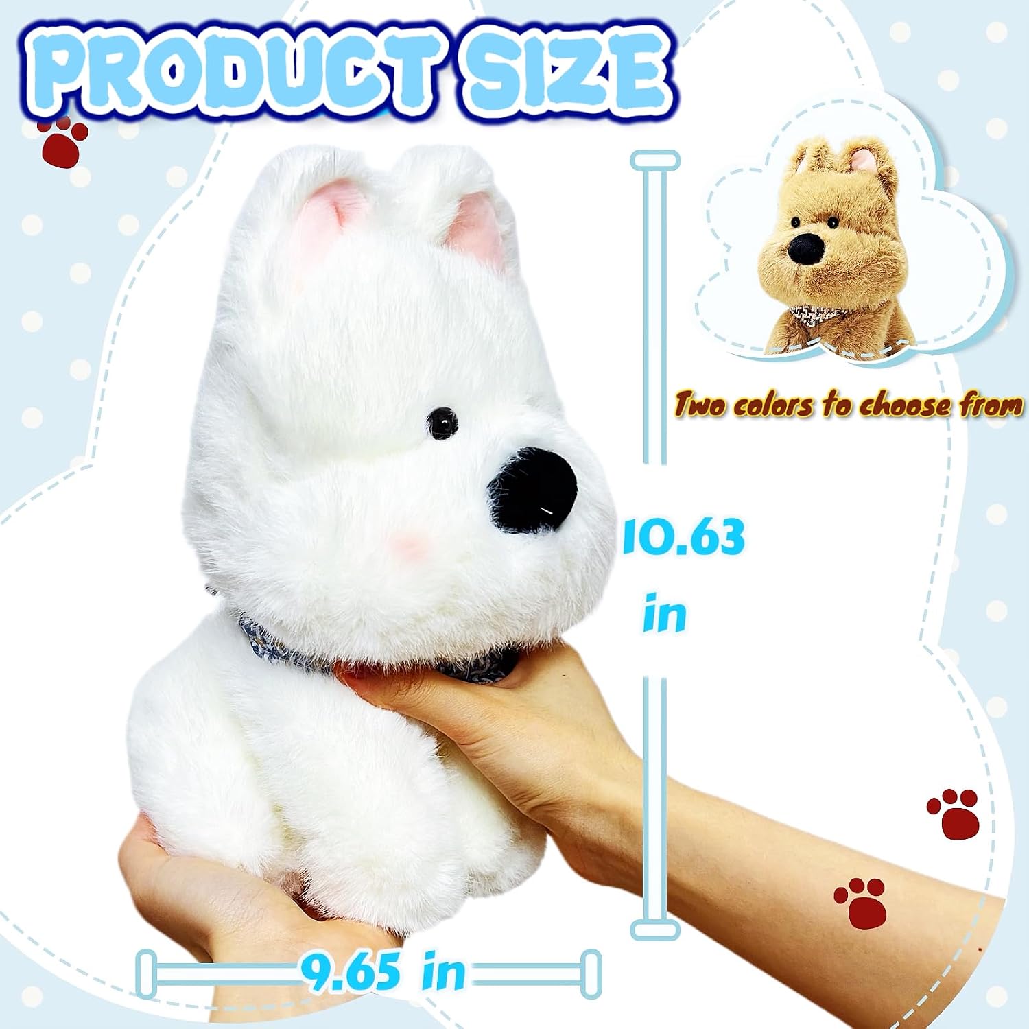 10.6 inch White Dog Stuffed Animal Puppy Plush Toys for Kids, Cute Dog Plushies Doll, Cuddling and Playing, Puppy Stuffed Animals Plush Toy, Party Favors, Decorations