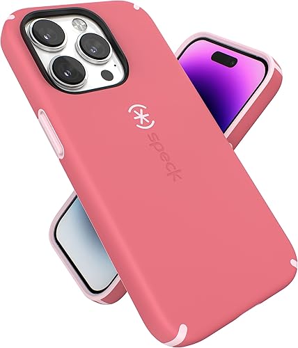 Speck Funda para iPhone 14 Pro, diseñada para MagSafe, funda delgada con protección contra caídas, resistente a los arañazos, suave al tacto para