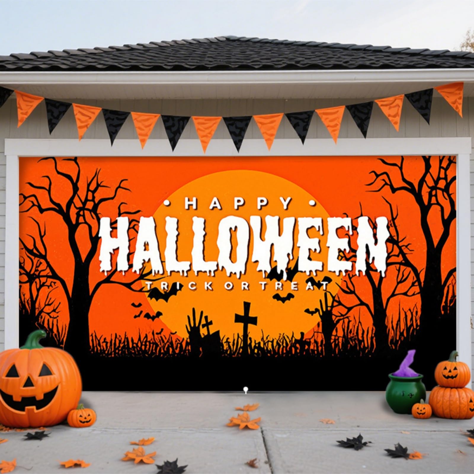 Decorazioni spaventose per la Porta del Garage di Halloween, Grande Striscione da Appendere, Copertura per Porta del Garage, Decorazioni murali di Halloween per Esterni, Interni, f
