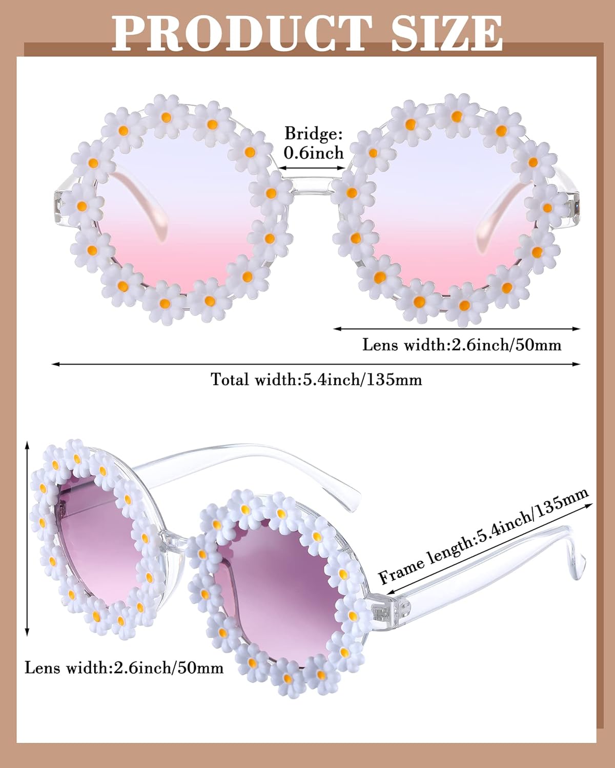 Yunsailing 12 Pairs Daisy Sunglasses for Women cute Retro Flower Sunglasses for Adult Pink Disco Party Accessories(Elegant Colors)