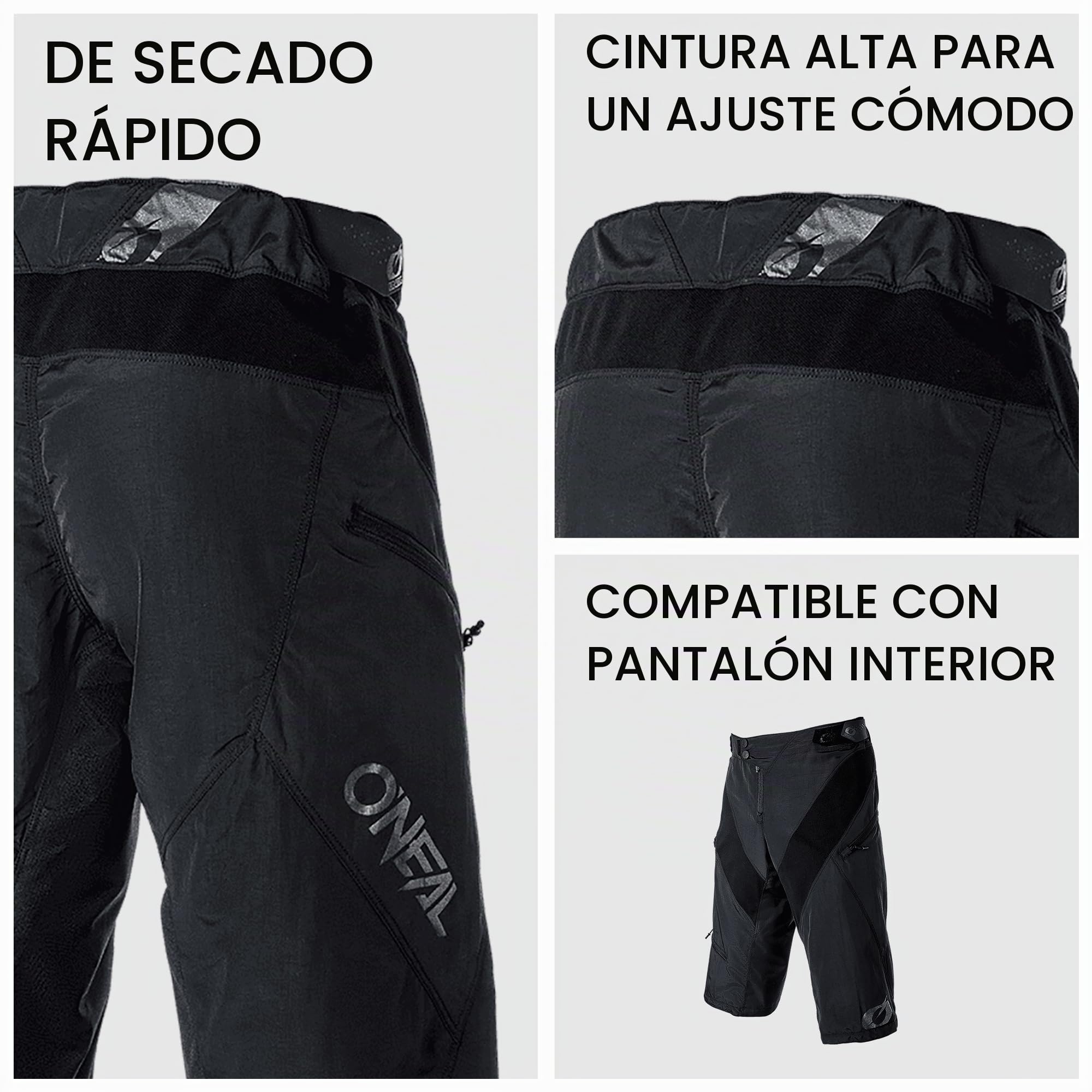 O'NEAL | Short Mountain Bike Shorts | MTB DH Downhill FR Freeride | Cierre a presión, Ajuste Seguro, Tejido de Rendimiento de Secado rápido | Pantalones Cortos de generador | Adulto | Negro