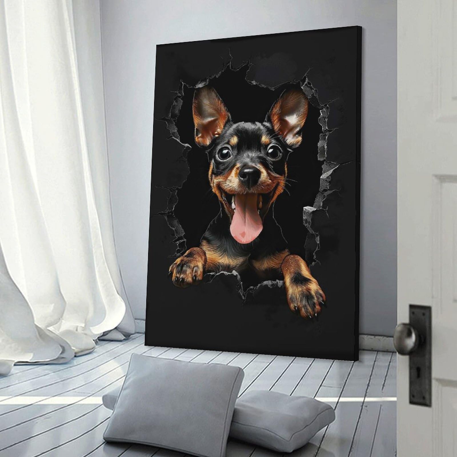 Junmoney Manchester Terrier Home Decor Wall Art 24x36inch(60x90cm), for Art Walls, Layered Displays Or Homes, A Versatile Canvas Print for Layering
