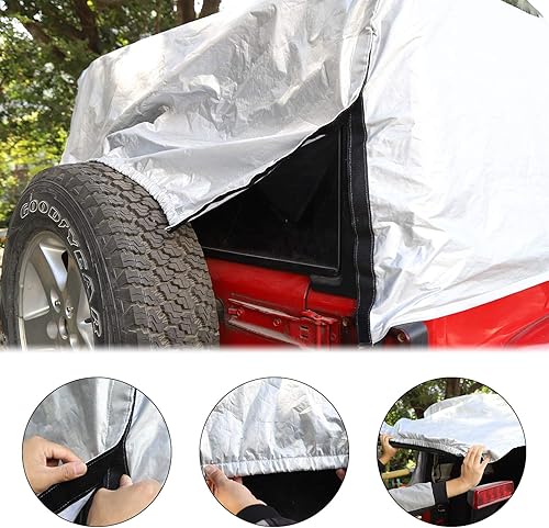 Miniatura 4 de RT-TCZ Cubierta de parasol de lluvia para automóvil 2007-2021 Jeep Wrangler JK JL 4 puertas, resistente al viento, al polvo, a los arañazos,