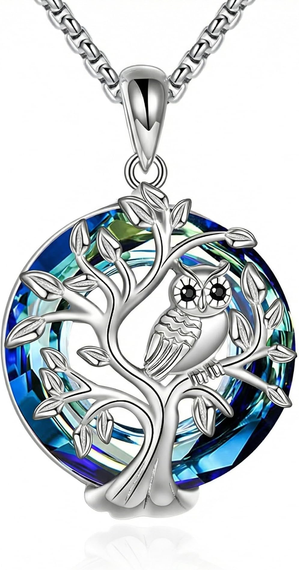 Sterling Silver Owl Tree of Life Necklace Owl Pendant Jewelry Gifts for Women