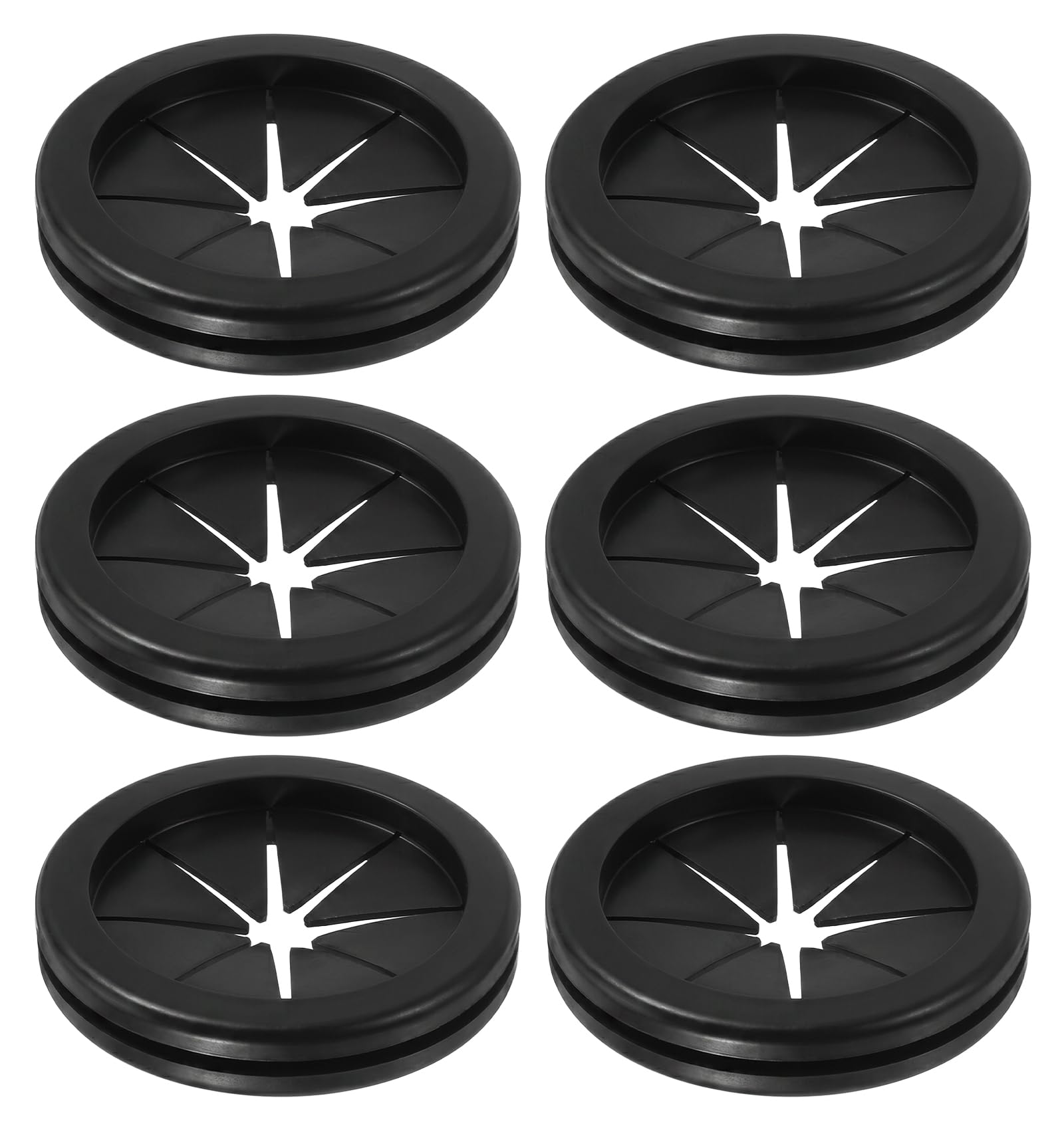 Photo 1 of 6 Pcs 2 Inch Rubber Grommet, Rubber Grommets for Wiring – 1-11/16" ID Rubber Hole Firewall Grommets, Double-Sided Hole Plugs for Metal Wire Protecting (Black)