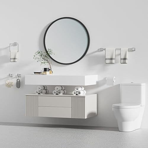 Miniatura 7 de Juego de 10 accesorios de baño de níquel cepillado, juego de toallas de baño de 23.6 pulgadas, juego de accesorios de baño de acero inoxidable,