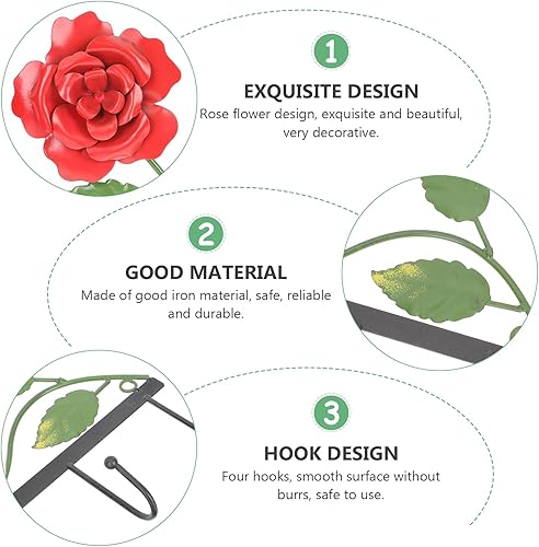 Miniatura 5 de Operitacx Gancho de pared decorativo, gancho creativo de hierro rosa, gancho decorativo de pared para colgar ropa, toallas, bolsos, llaves, balcón