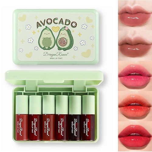 Juego de tintes de labios de 6 colores, tinte multiusos para labios y mejillas, maquillaje coreano, mini lápiz labial líquido, aguacate hidratante
