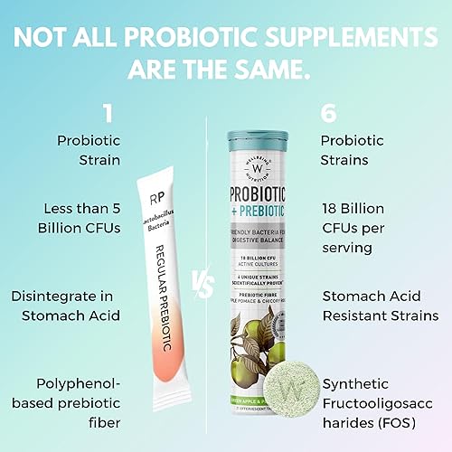 Miniatura 3 de WELLBEING NUTRITION Probiótico diario + prebiótico  A base de plantas  18 mil millones de UFC, 6 cepas para hombres y mujeres con fibra prebiótica