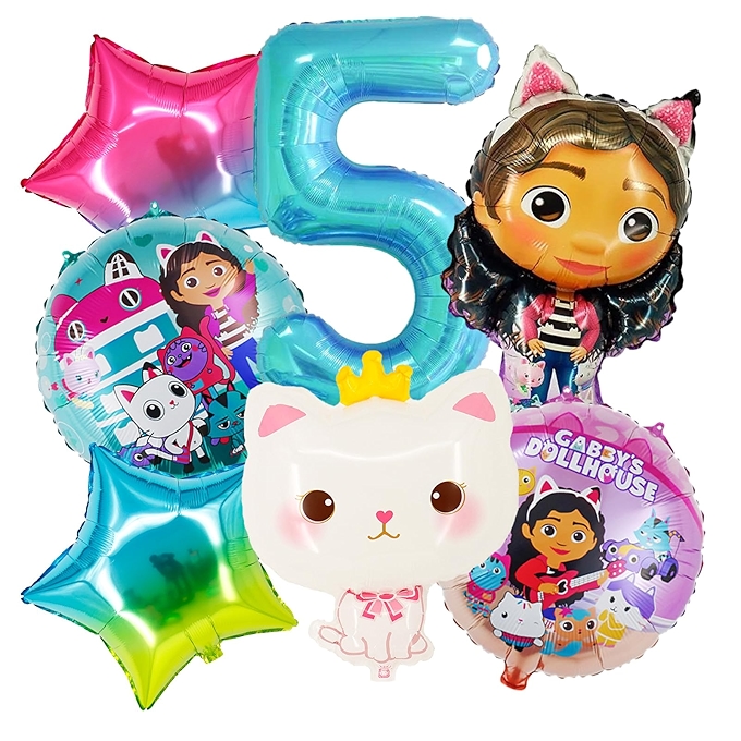 Gabbies 数字气球 - 女孩生日派对装饰 (数字 5)