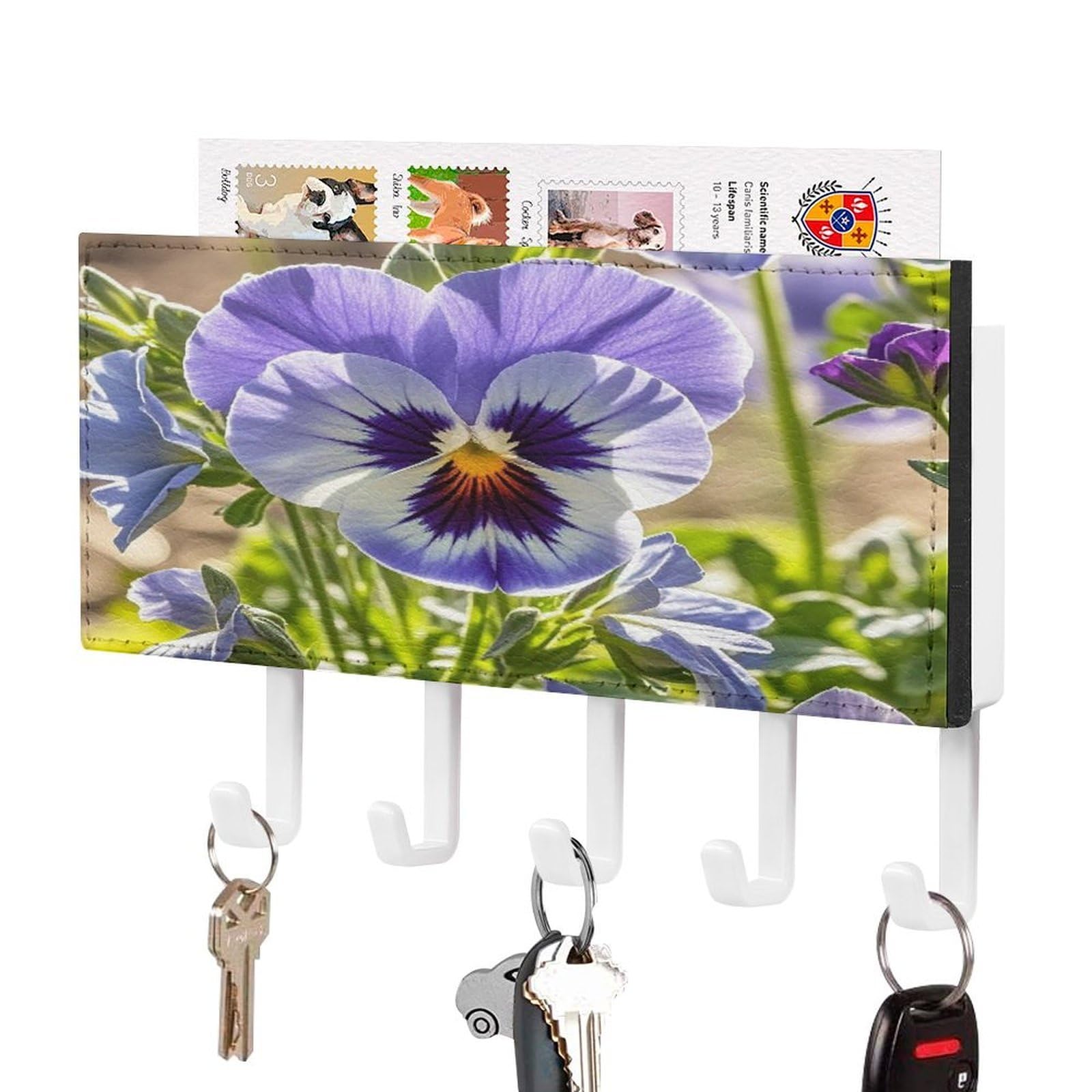 Estante de pared de granja Pansy Perfection con 5 ganchos fuertes