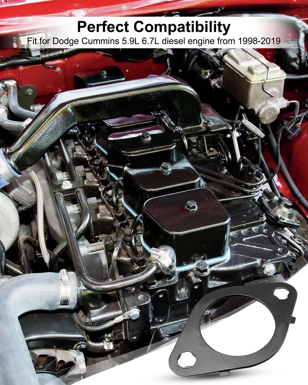 Exhaust Manifold Gaskets, Stud & Nut kit Fit for Dodge Cummins 5.9L 6.7L 24V 1998-2019 Replace 1045986 1045985 1045987