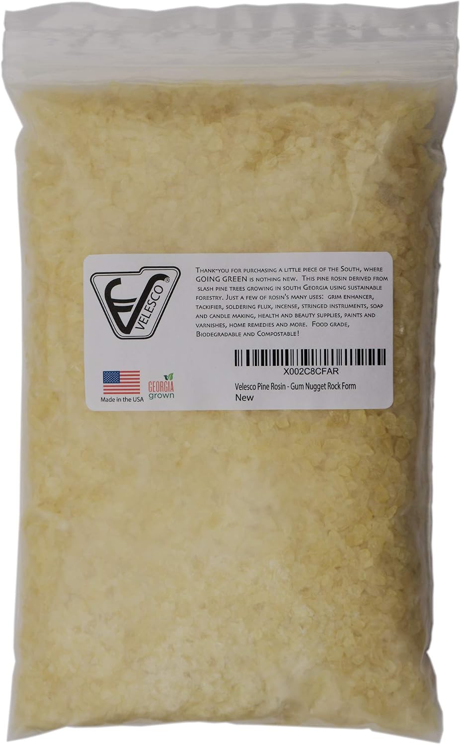 Velesco Pine Rosin - Tree Resin for Making Beeswax Food Wraps, Natural Hand Grip Enhancer Baseball, Softball, Tennis, Rodeo and Rough Stock Bucking, Bull Riding, Gum Nugget Rock Form