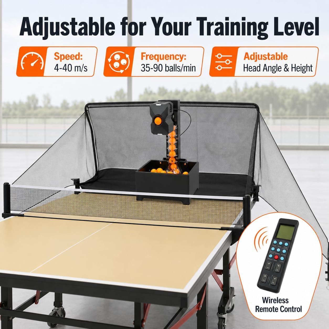 Macchina automatica per palline da ping pong, per 100 palline
