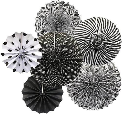 ADLKGG Juego de 6 abanicos de papel colgantes, guirnaldas de papel con patrón redondo rojo y dorado, decoraciones de fiesta para graduación,
