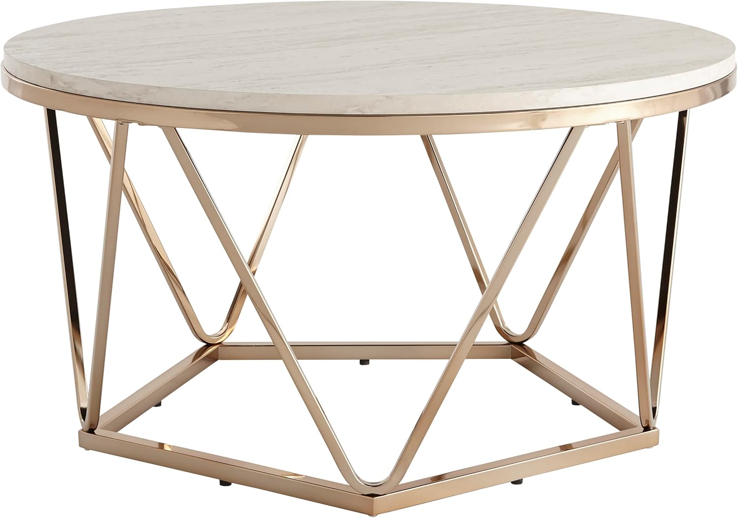 SEI Furniture Luna Faux Stone Round Coffee Table, Champagne