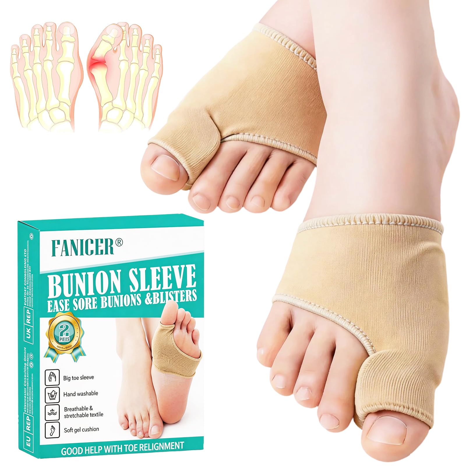 Usmlicer Hallux Valgus Korrektur Socken, Hallux Valgus Korrektur mit Silikonpads, Waschbar & Wiederverwendbar