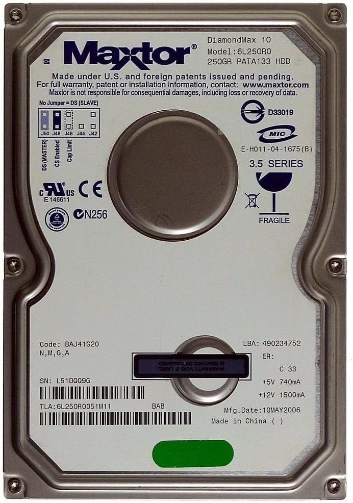 Maxtor 250GB HDD DiamondMax 16 6L250R0 IDE ID13286