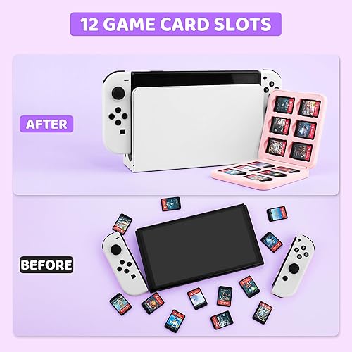 Miniatura 4 de RHOTALL Carrying Case for Nintendo SwitchOled, Portable Hard Shell Marble Travel Storage Case with 12 Slots Card Case, Screen Protector, Adjustable