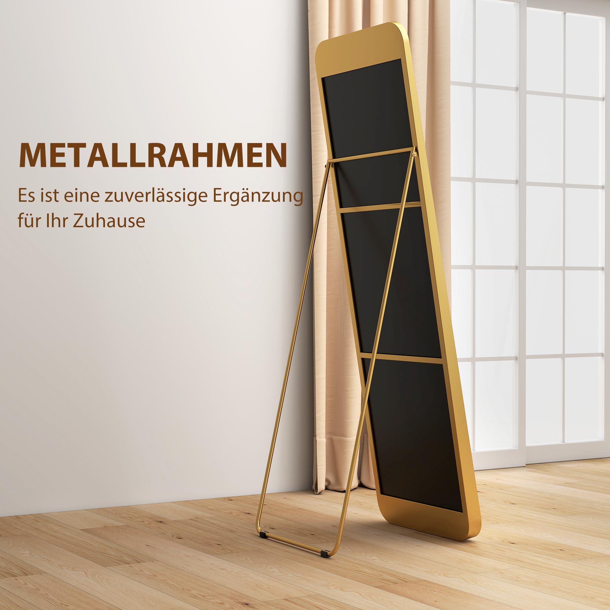 Honyee Ganzkörperspiegel, 160 X 61 Cm, Mit Samt Umwickelter Holzrahmen, Unregelmäßiger Gewellter Spiegel Für Garderobe/Schlafzimmer/ Wohnzimmer, Gewellt, Weiß