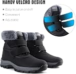 Snow Bottes pour femmes, Chaussures d'hiver imperméables à l'extérieur, Doublure artificielle confortable et Bottes plates anti-dérapantes à boucle magique pour femmes.