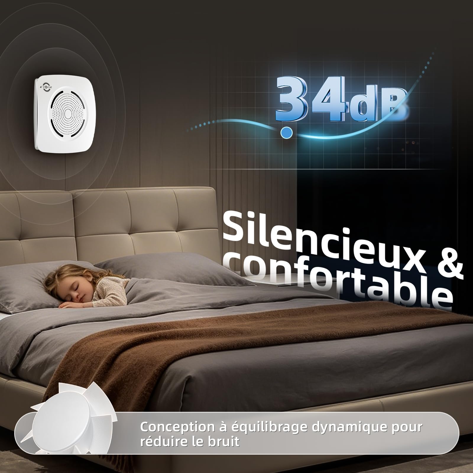 MOCINE Extracteur d'Air 100 mm, Débit d'Air 130 m³/h, Blanc | 50 % PC+ABS, Roulements à billes doubles, Protection contre la surchauffe, Plus de 30000h de durée de vie